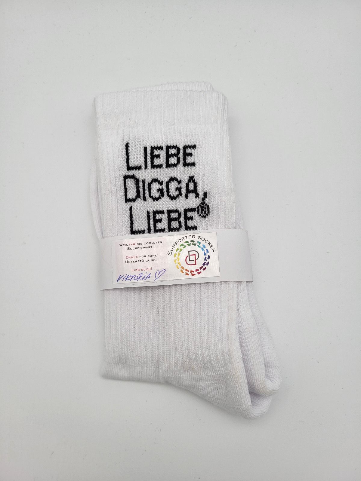 Socken Liebe Digga, Liebe mit Regenbogenherz