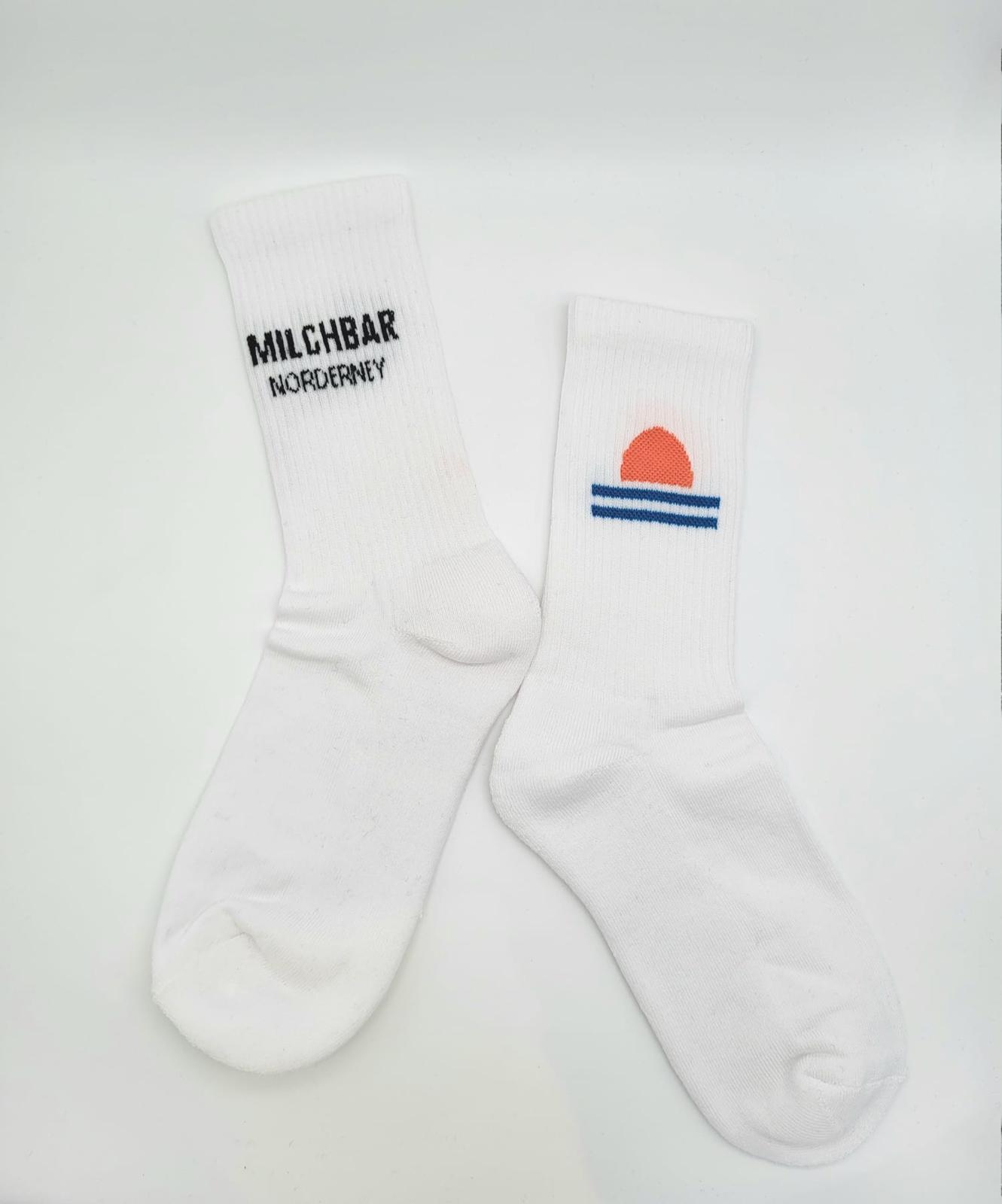Tennis Socken weiß Milchbar Norderney Sunset